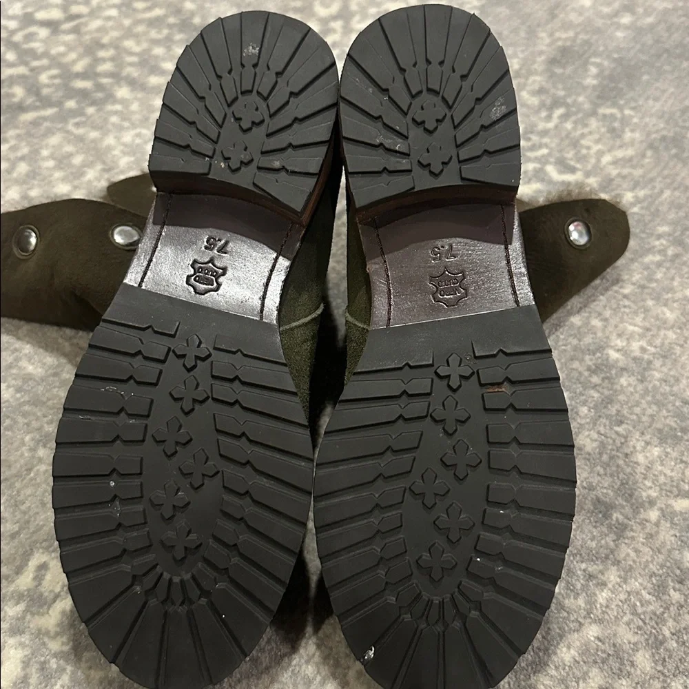 MATT BERNSON REAL SHEEPSKIN SHEARLING ARMY GREEN BOOTS SIZE 7.5 - Picture 10 of 13